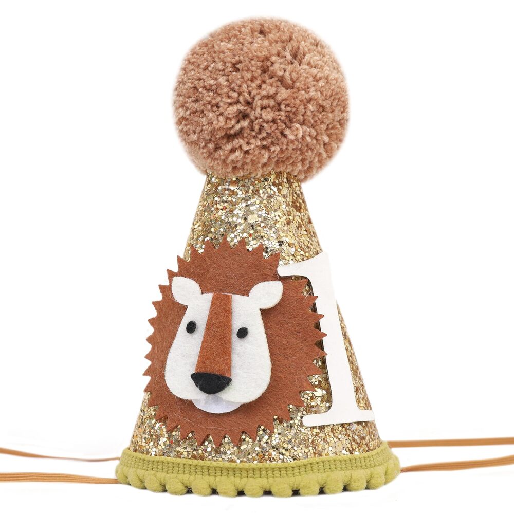4776 Lion 1st Birthday Party Hat - Jungle Safari One Birthday